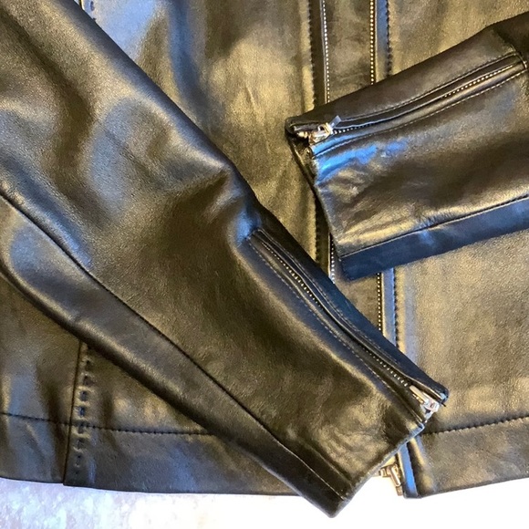 Provence d’amour Moto Leather Biker Jacket with Silver Zippers & Top-stitching - Picture 13 of 14